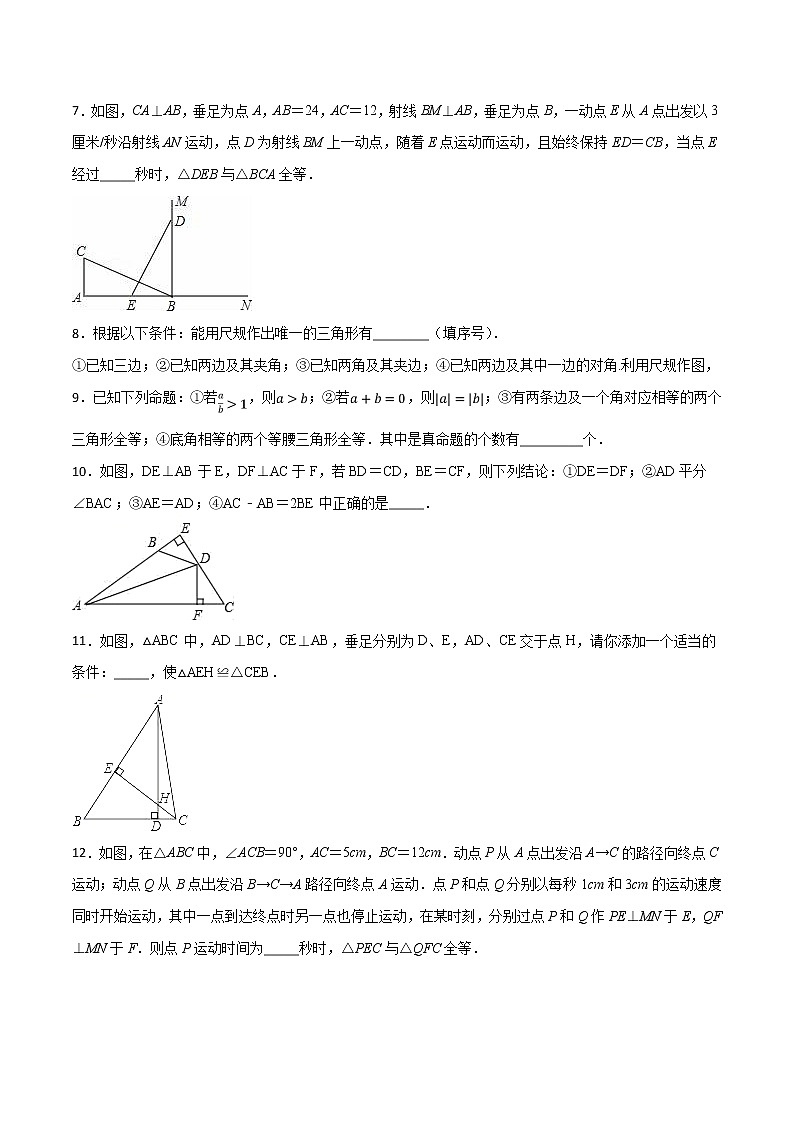 第12章 全等三角形 12.2 全等三角形的判定(填空题专练)-2021-2022学年八年级上册数学把关题分类专练(人教版)02