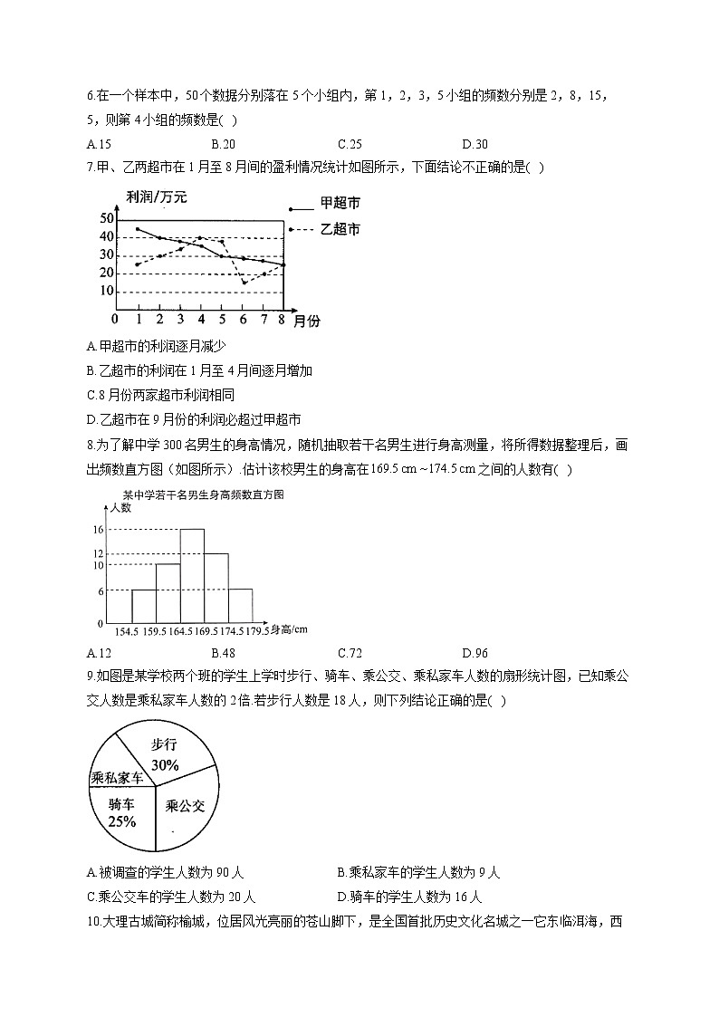 人教版七年级下册数学单元测试AB卷 第十章 数据的收集、整理与描述A卷 基础夯实02