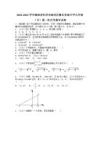 2021-2022学年湖南省长沙市雨花区雅礼实验中学九年级（下）第一次月考数学试卷