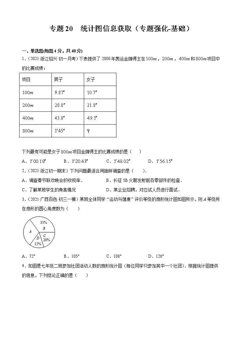 专题20 统计图信息获取(专题强化-基础)原卷版第1页