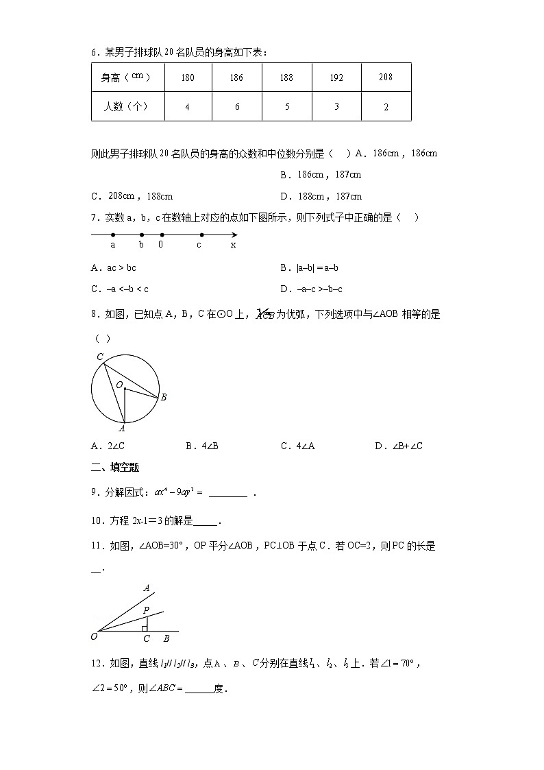 2022年湖南省永州市祁阳县浯溪第二中学中考模拟数学试题(二)(word版含答案)第2页