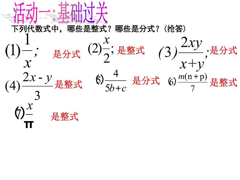 北师大版八年级数学下册 5.1 认识分式(课件)第5页