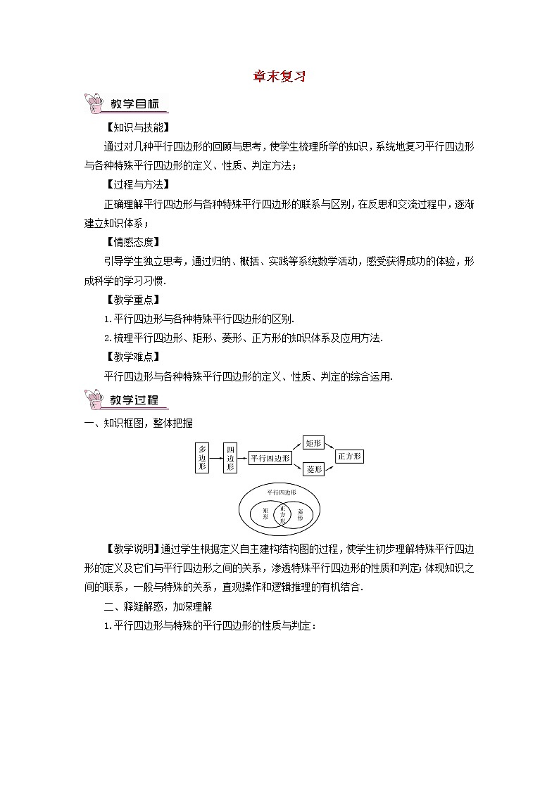 八年级数学下册第19章四边形章末复习教案01