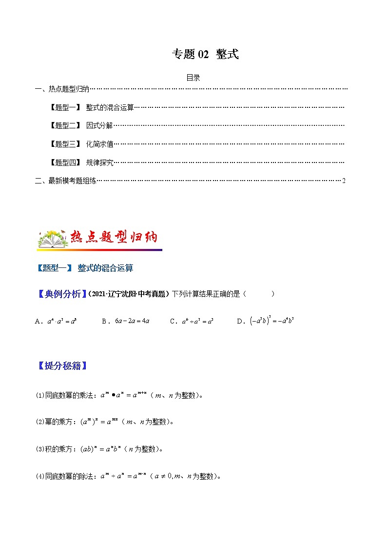 专题02 整式(学生版)第1页