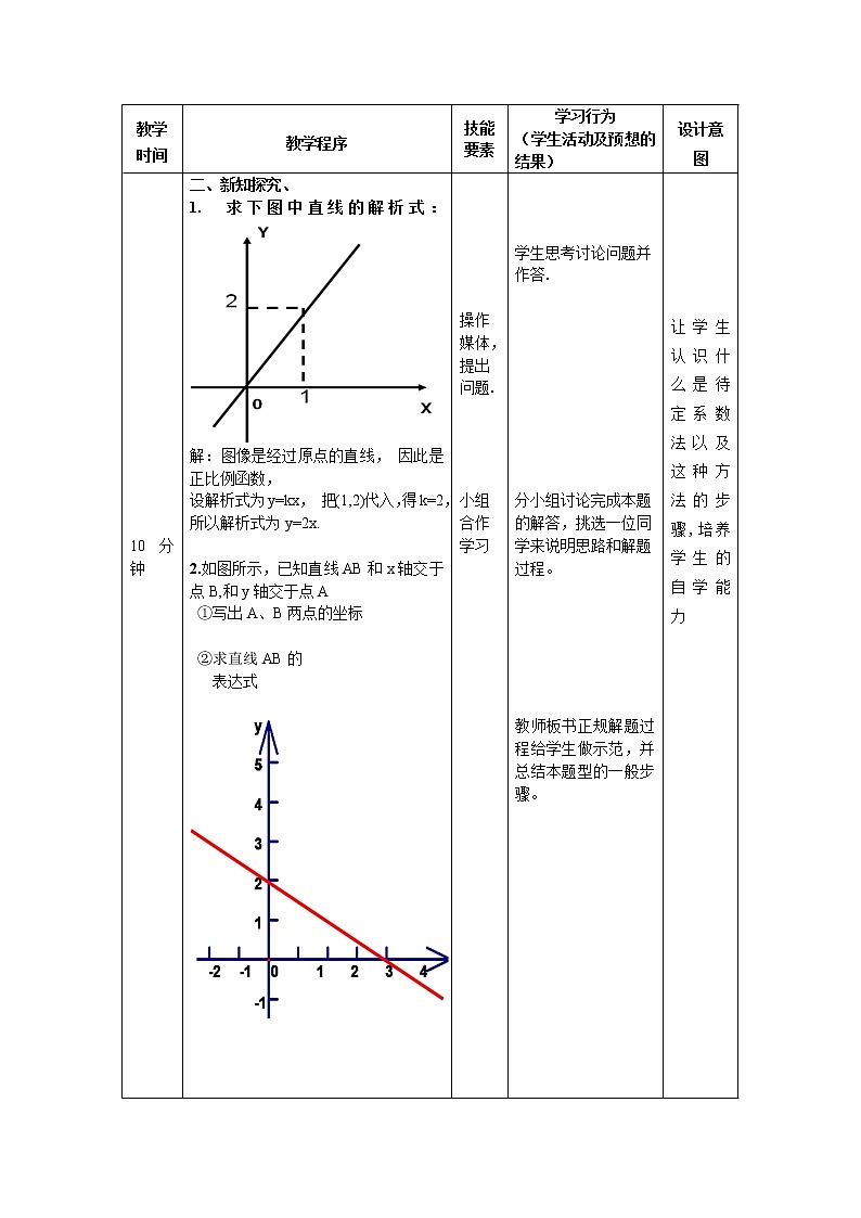 华东师大版八年级下册数学 17.3.4 求一次函数的表达式(4)(教案)02