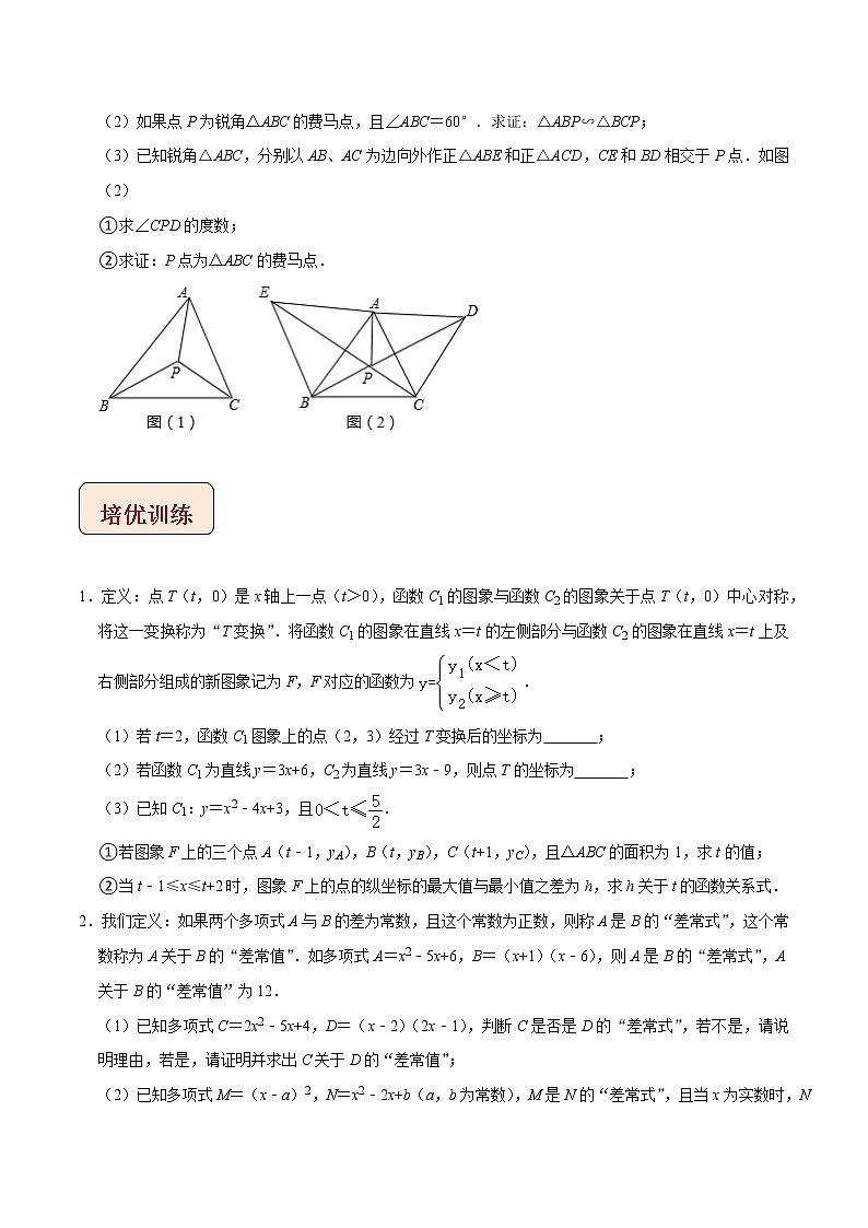 2022年苏教版中考数学压轴题经典模型教案专题22 新定义综合问题03