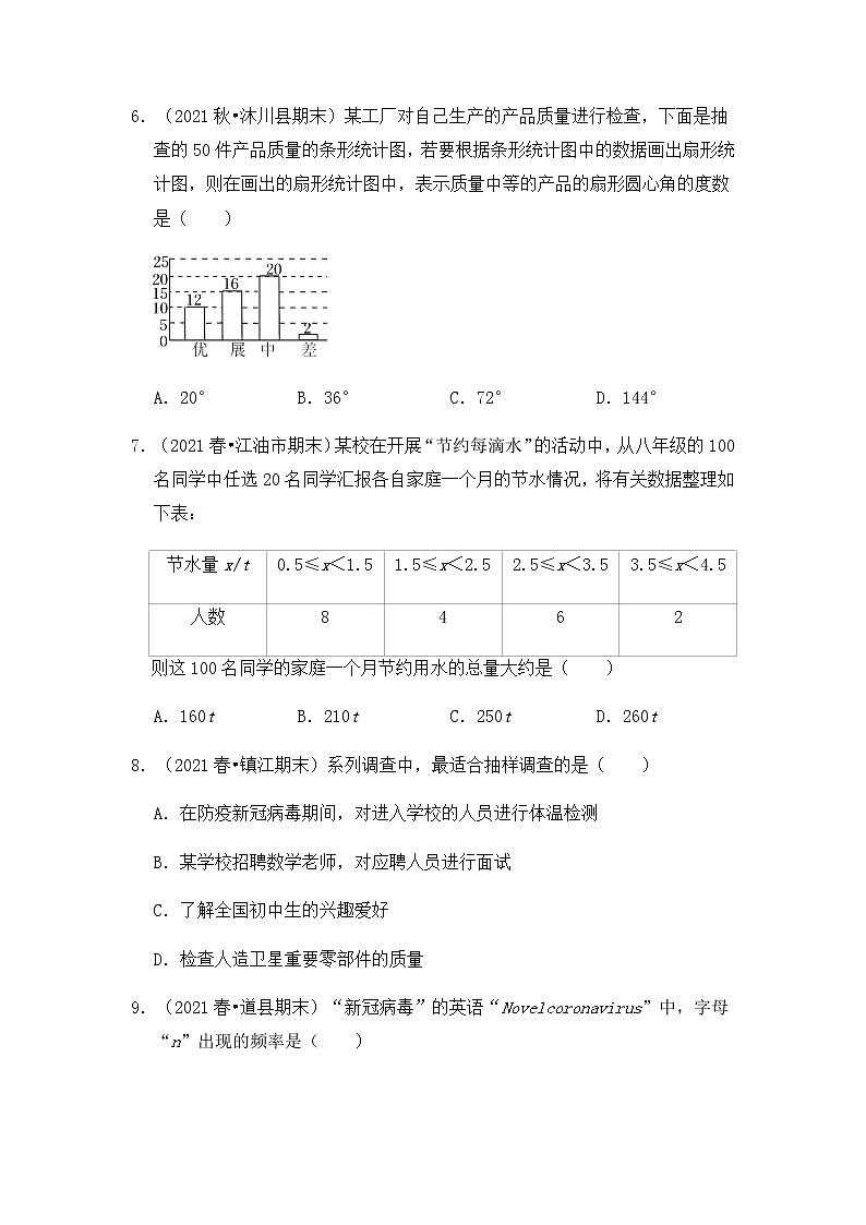 【高频单元易错题】苏科版2021-2022学年八下数学第1单元:数据的收集、整理、描述(含答案解析)03