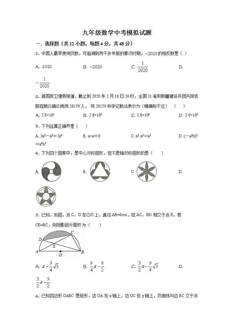 精品解析:2020年山东省德州市乐陵县九年级数学中考二模试题(解析版+原卷板)01