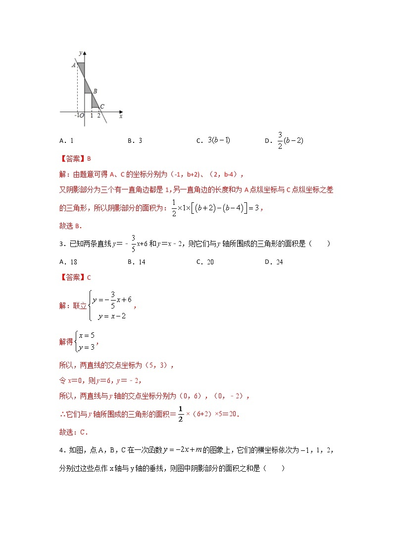 沪教版八年级数学下册专项测试和期中期末强化冲刺卷 专项21.3 整式方程-直线围成的图形面积02
