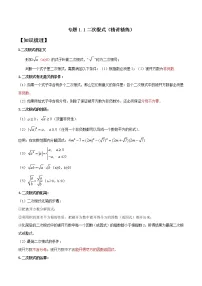 专题1.1 二次根式-2021-2022学年八年级数学下学期期中考试专题复习（人教版）