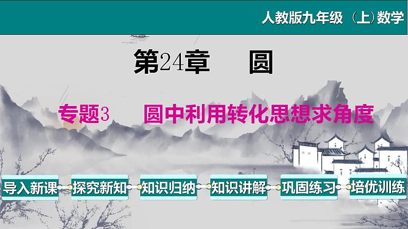 第24章 专题3 圆中利用转化思想求角度-2021-2022学年九年级数学上册教学课件(人教版)第1页