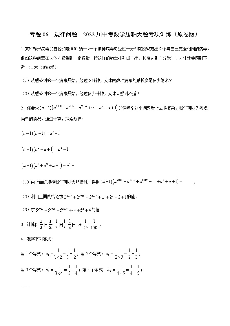 专题06 规律问题-2022届中考数学压轴大题专项训练01