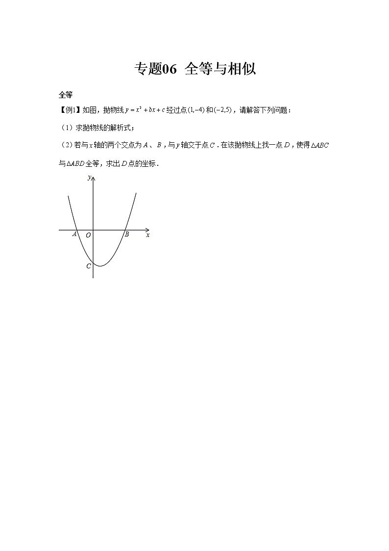 专题06  全等与相似存在性问题(原卷版)第1页