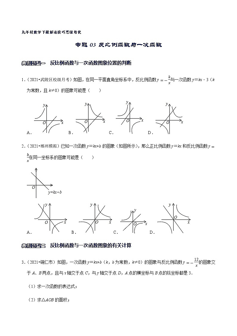 专题03 反比例函数与一次函数(原卷版)第1页