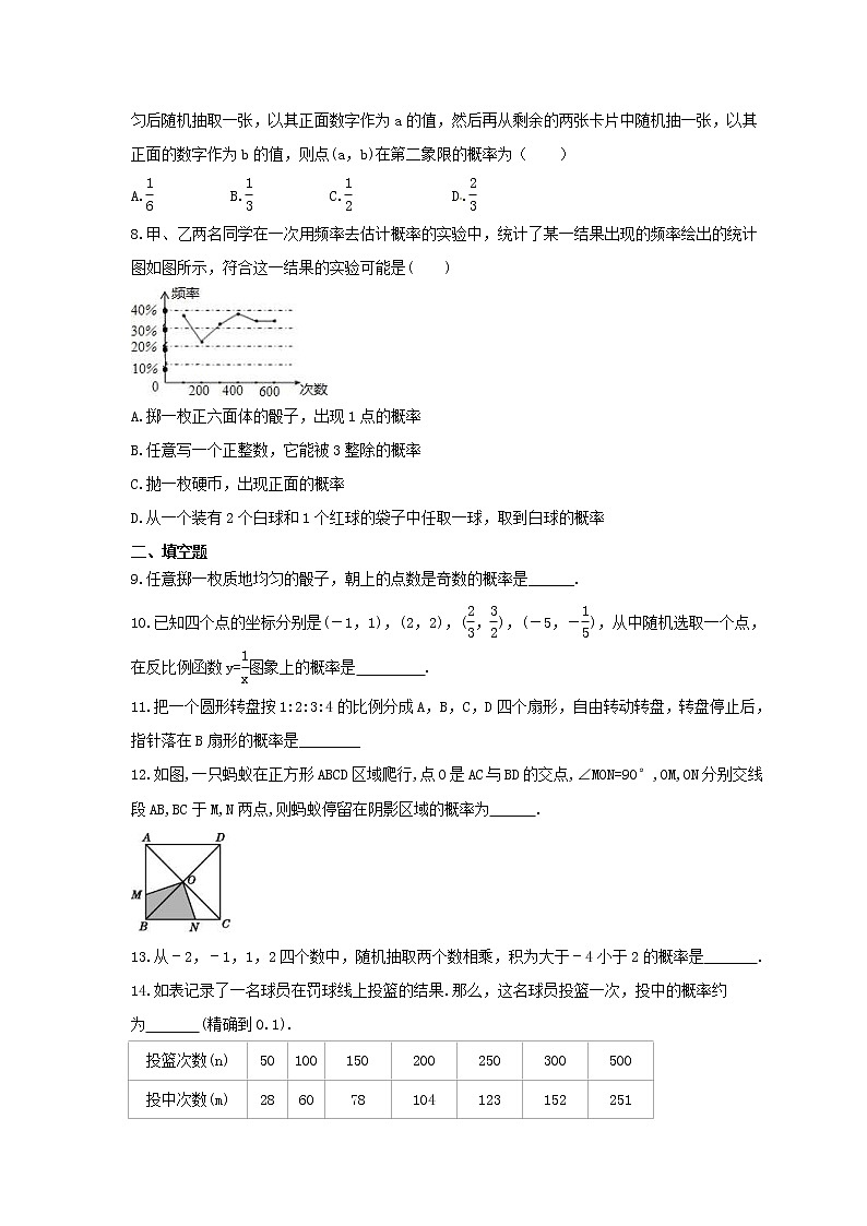 中考数学一轮复习全程演练6.3《概率初步》(原卷版)第2页