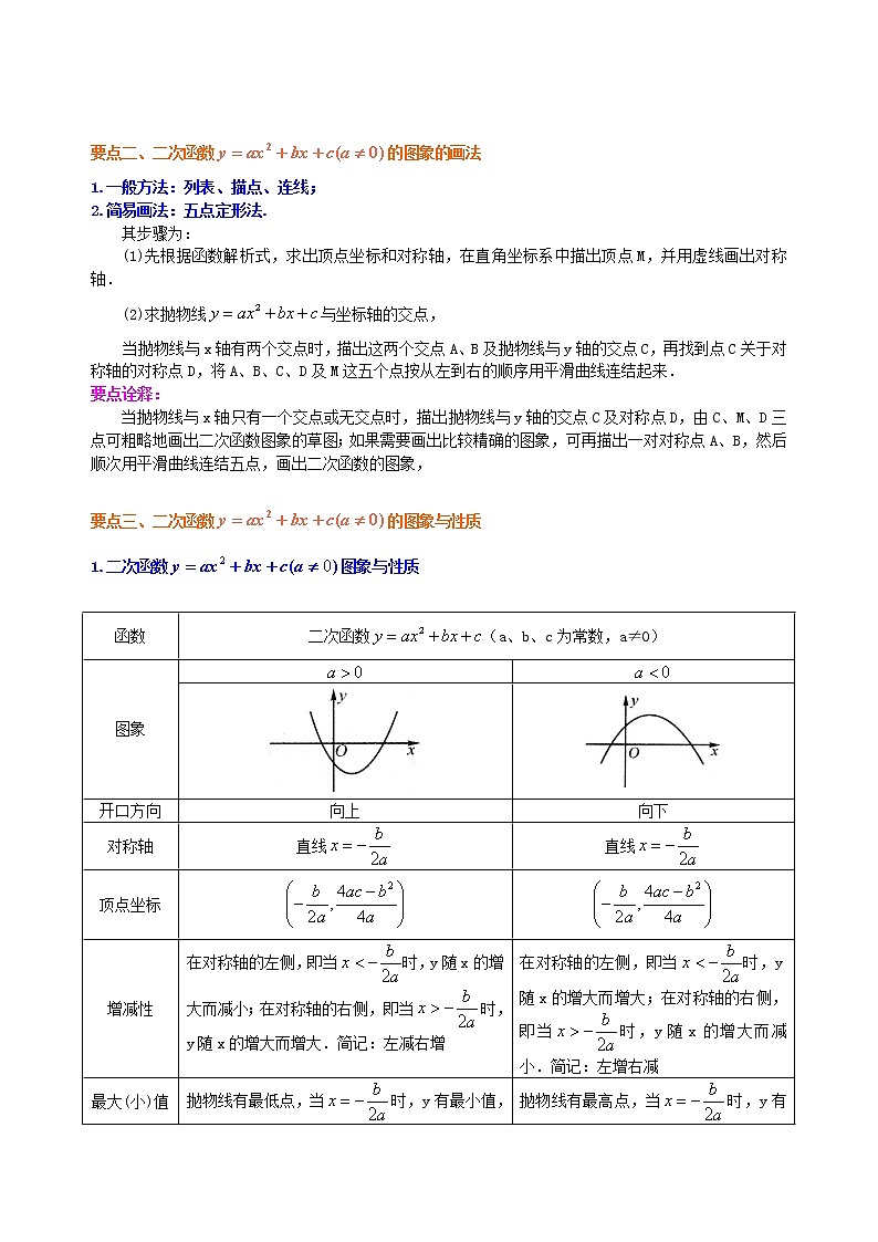 第14讲 二次函数y=ax^2+bx+c(a≠0)的图像与性质(提高)学案02