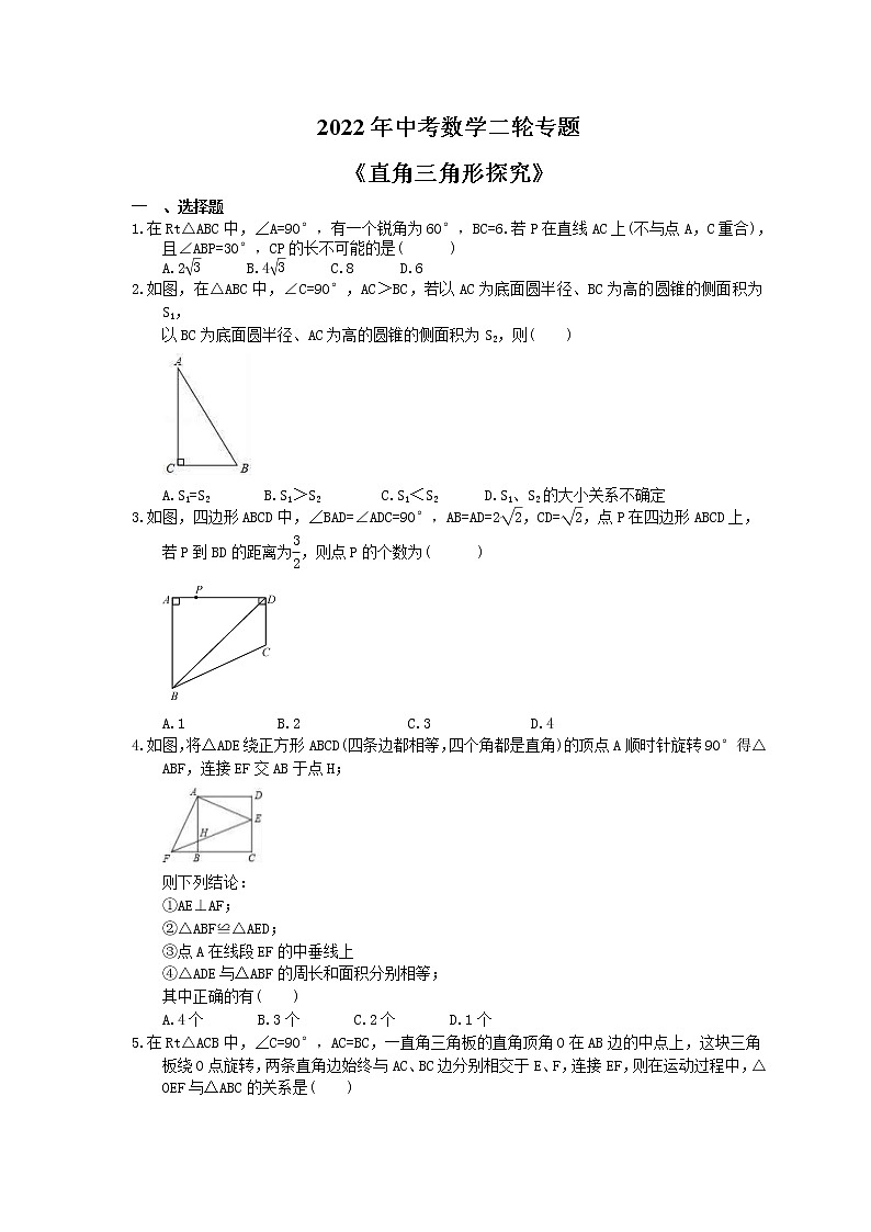 2022年中考数学二轮专题《直角三角形探究》(含答案)第1页