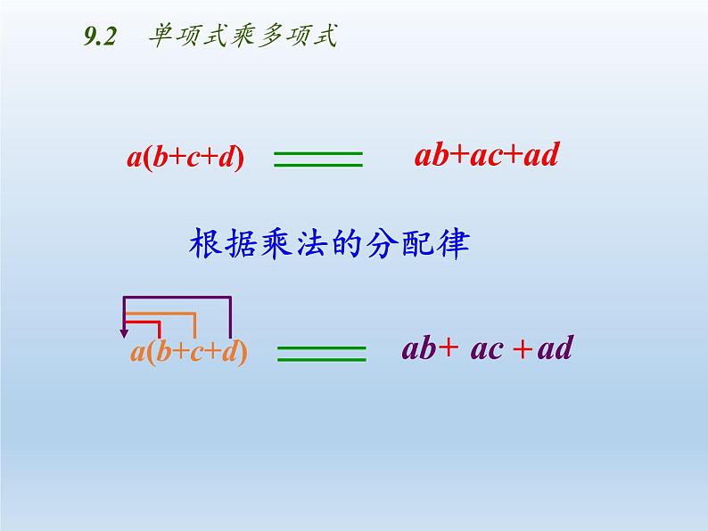 苏科版七年级数学下册 9.2 单项式乘多项式 课件05