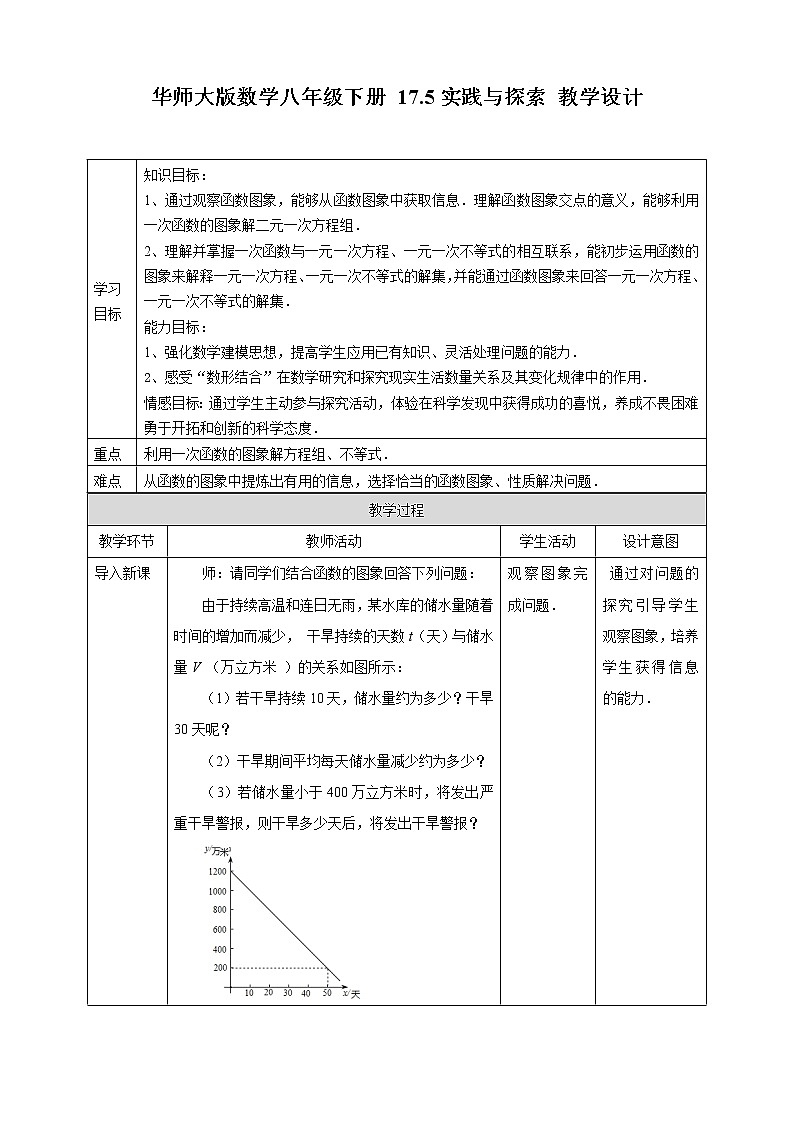华师大版八下数学 17.5实践与探索 教案第1页
