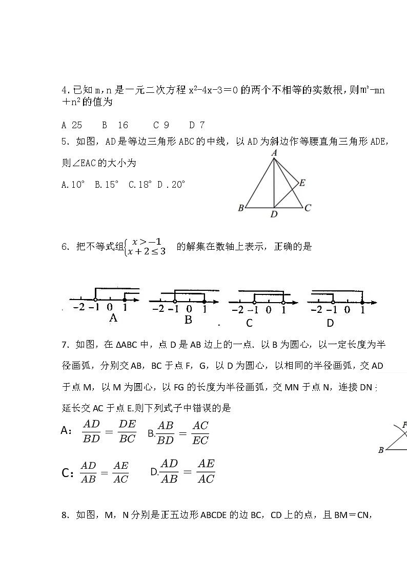 2022年山东省济宁市梁山县初中学业水平考试(一模)数学试题(含答案)第2页