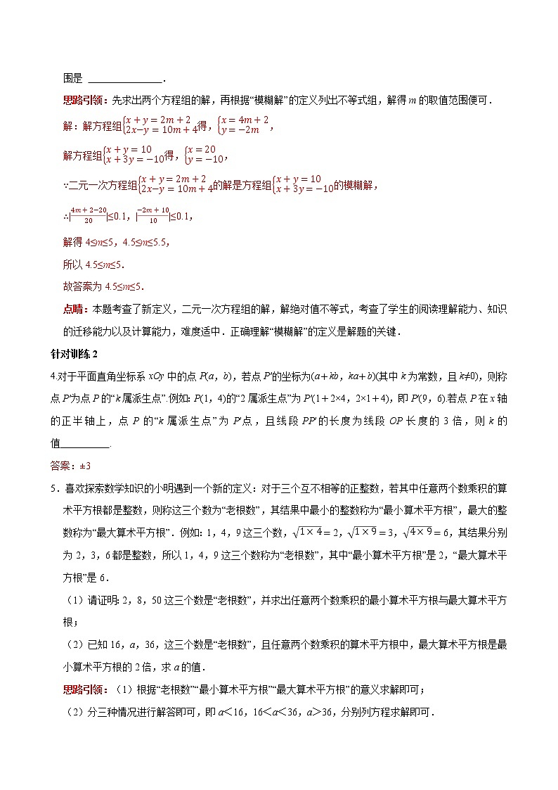 第21讲人教版七年级数学下代数新定义专题(解析版)-2021-2022学年七年级数学下册常考点(数学思想+解题技巧+专项突破+精准提升)第3页