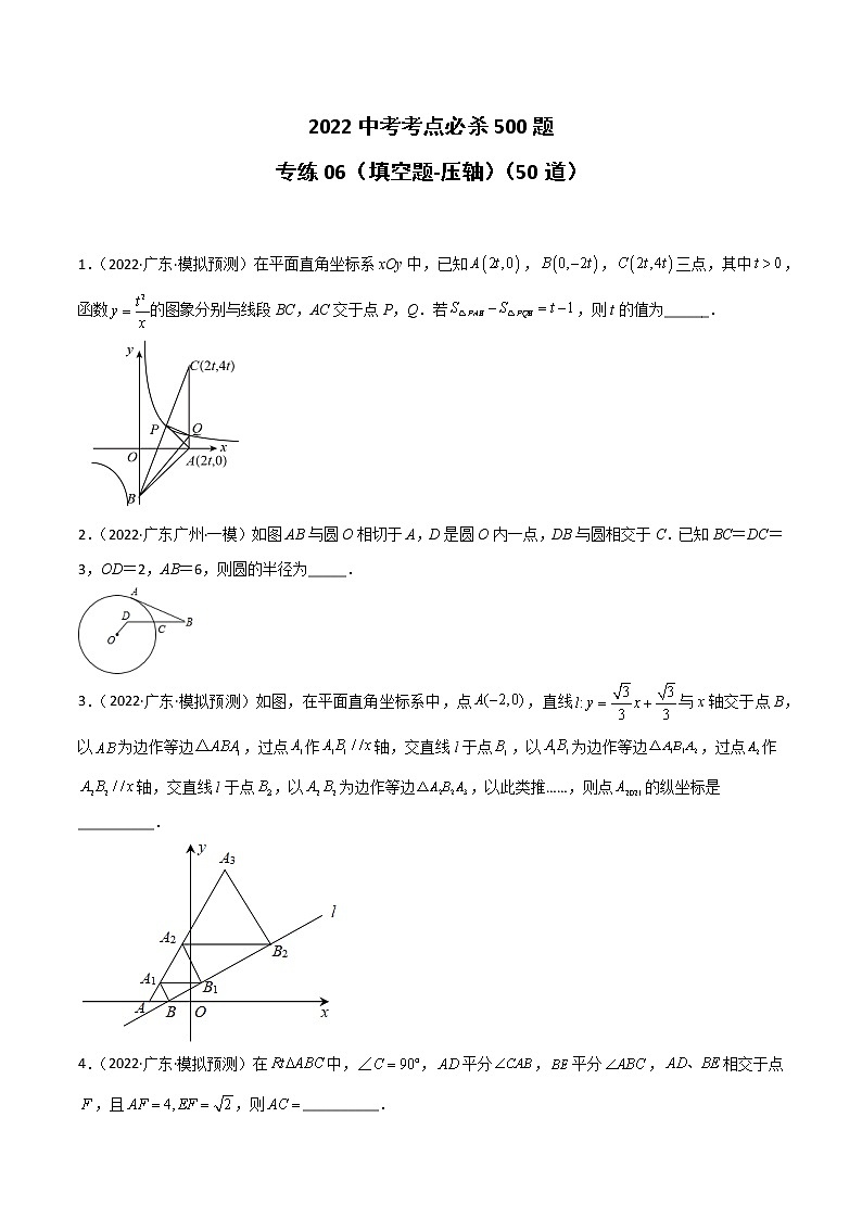 专练06(50题)(填空题-压轴)-2022中考数学考点必杀500题(广东专用)01