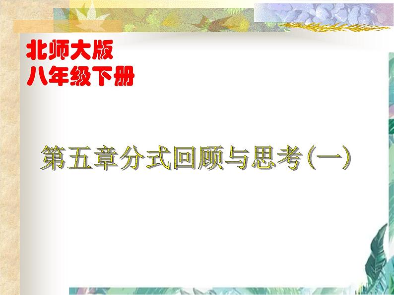 分式的回顾与思考 复习课件01