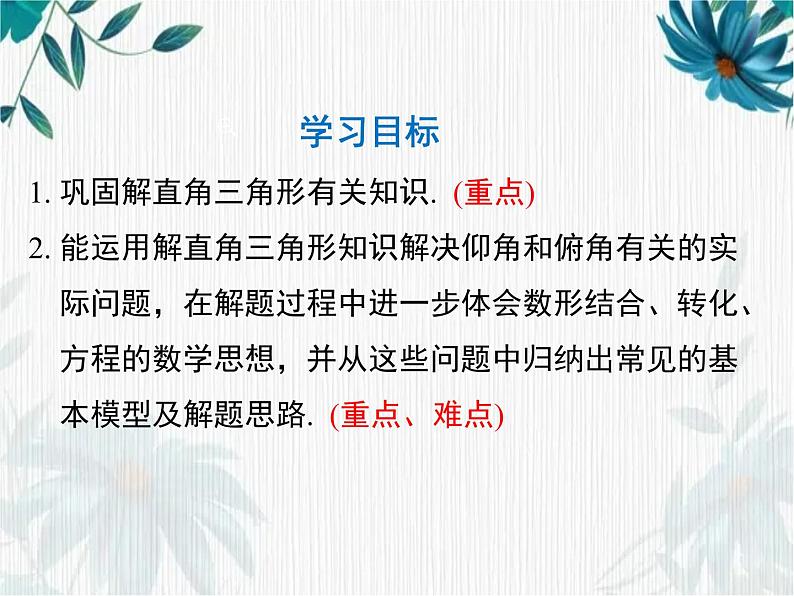 锐角三角函数复习 利用仰俯角解直角三角形课件PPT第2页