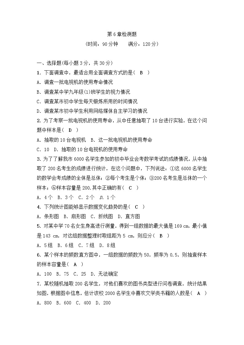 浙教版数学七年级下册《数据与统计图表》单元测试卷07(含答案)第1页