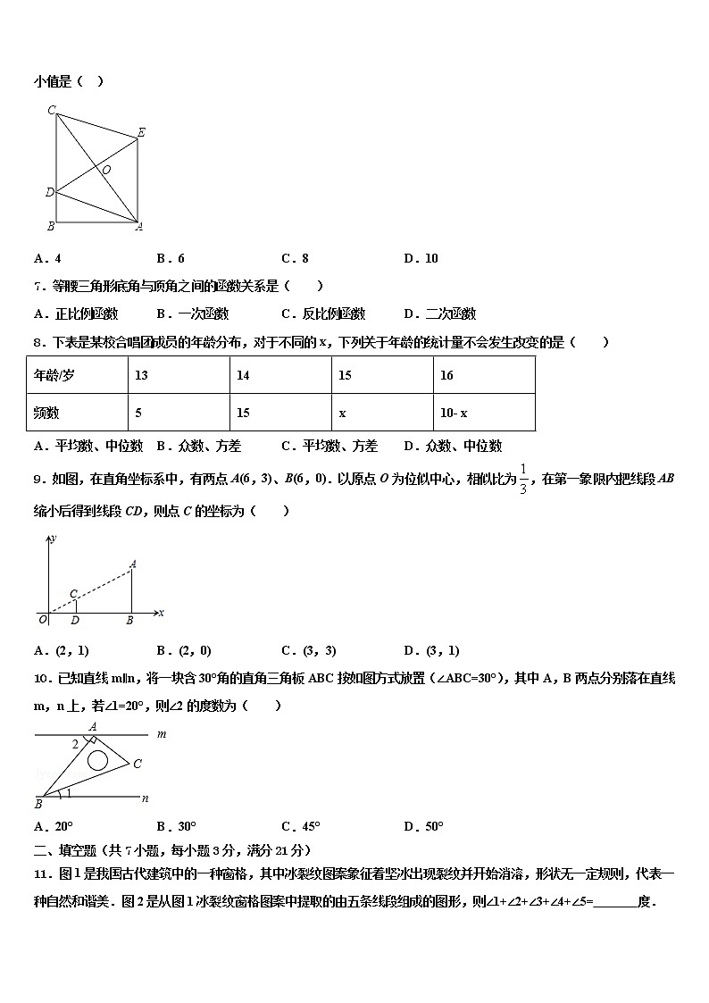 2021-2022学年福建省莆田市擢英中学中考数学模拟试题含解析02