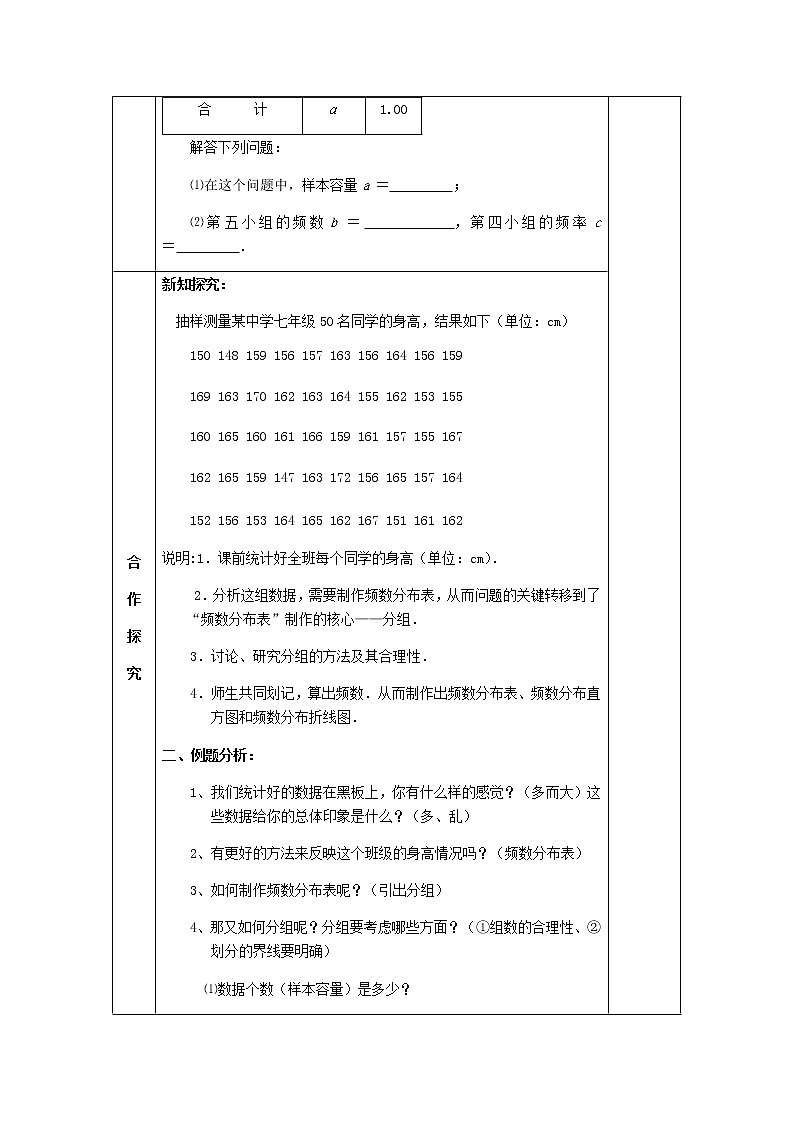 苏科版八年级下册数学 7.4频数分布表和频数分布直方图 教案02