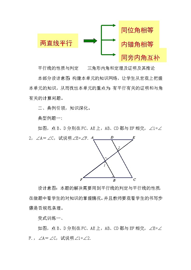 魯教版（五四制）七年級下冊數(shù)學 第八章 平行線的有關證明（復習） 教案第2頁