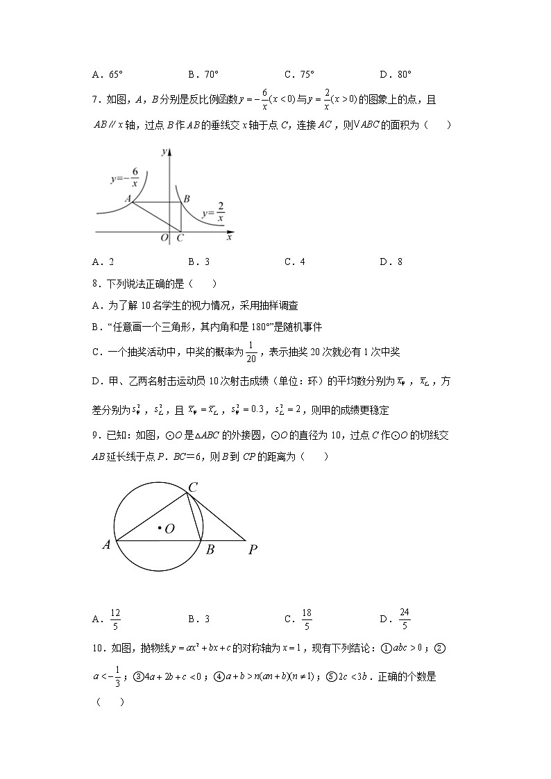 2022年四川省广安市岳池县九年级二诊数学试题(word版含答案)第2页