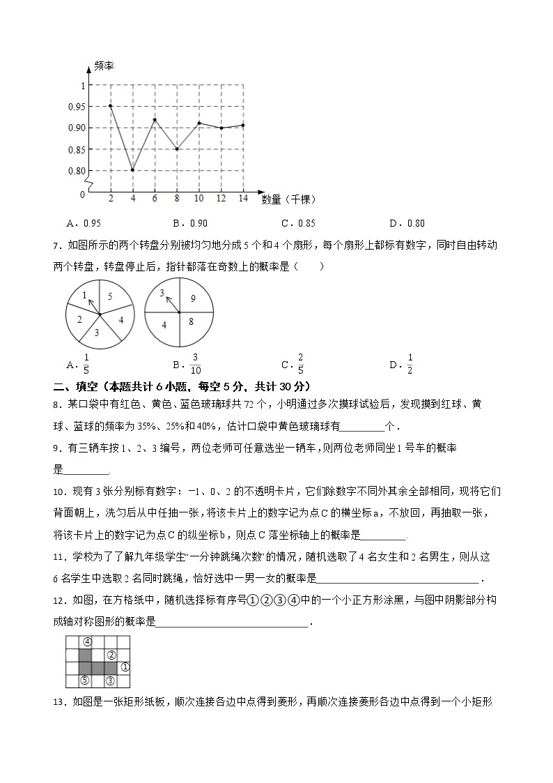 沪教版八年级第二学期23.2事件的概率练习试题02