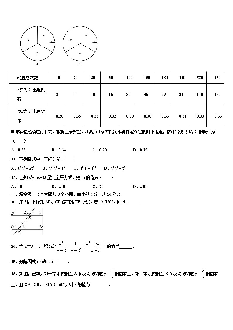 2021-2022学年广东省肇庆端州区七校联考中考二模数学试题含解析第3页