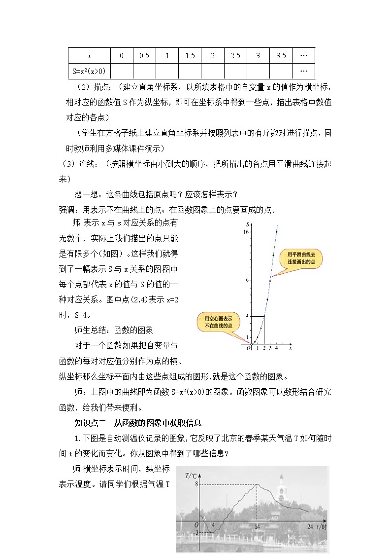华师大版八下数学 17.2.2函数的图像 教案03