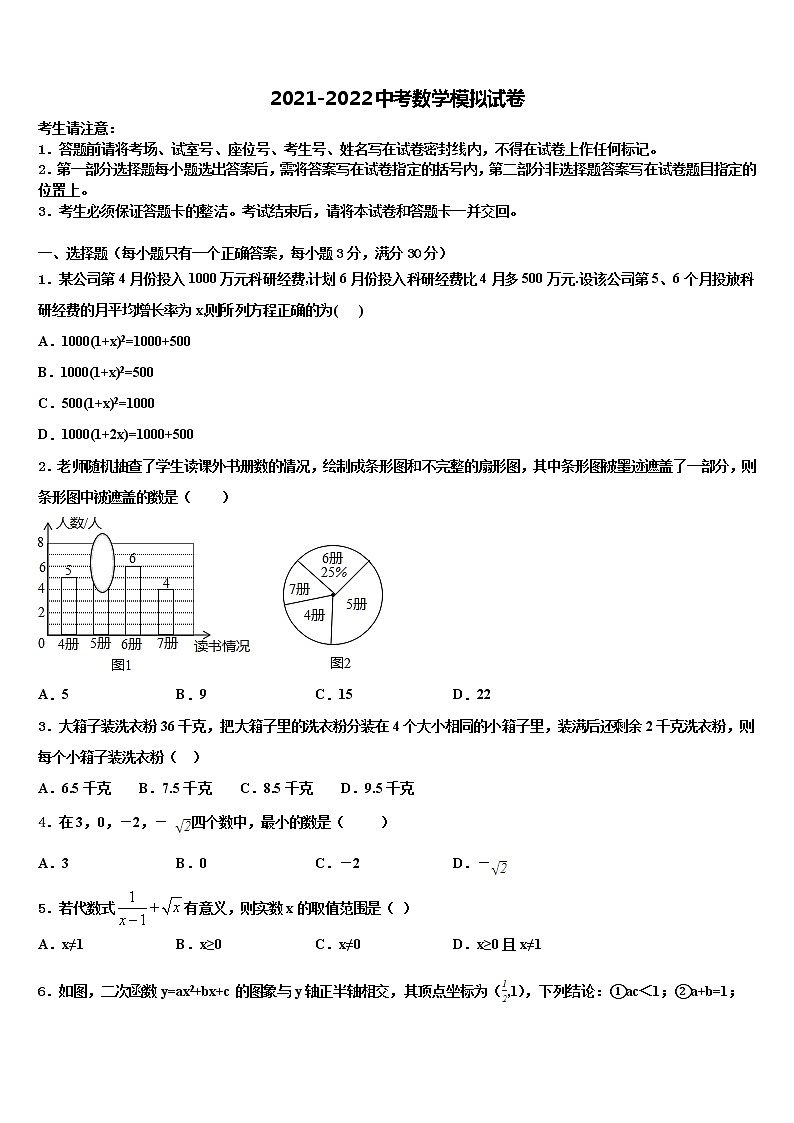 2021-2022学年山东省青岛53中市级名校中考二模数学试题含解析第1页