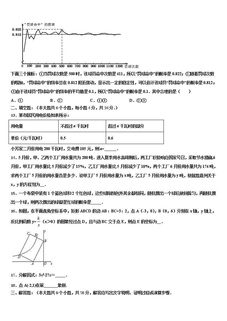 2021-2022学年陕西省咸阳市名校中考数学适应性模拟试题含解析第3页