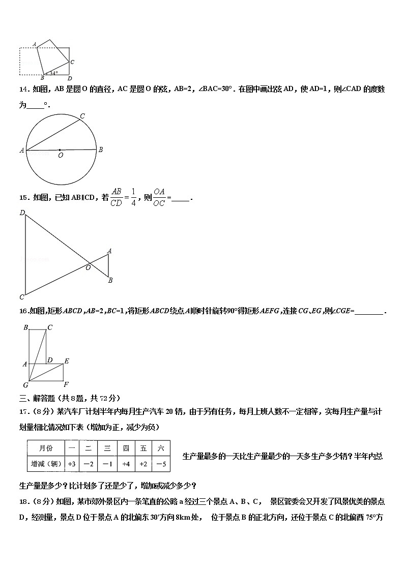 2022年福建省仙游县中考数学四模试卷含解析第3页