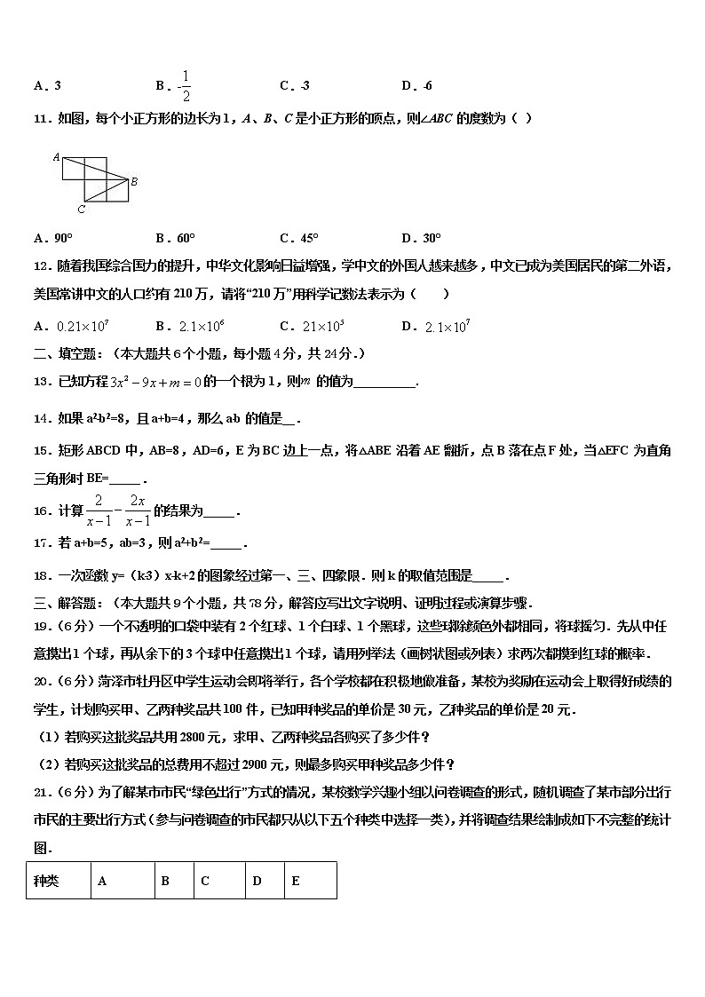 2022年贵州省六盘水市第二十中学中考数学模试卷含解析第3页