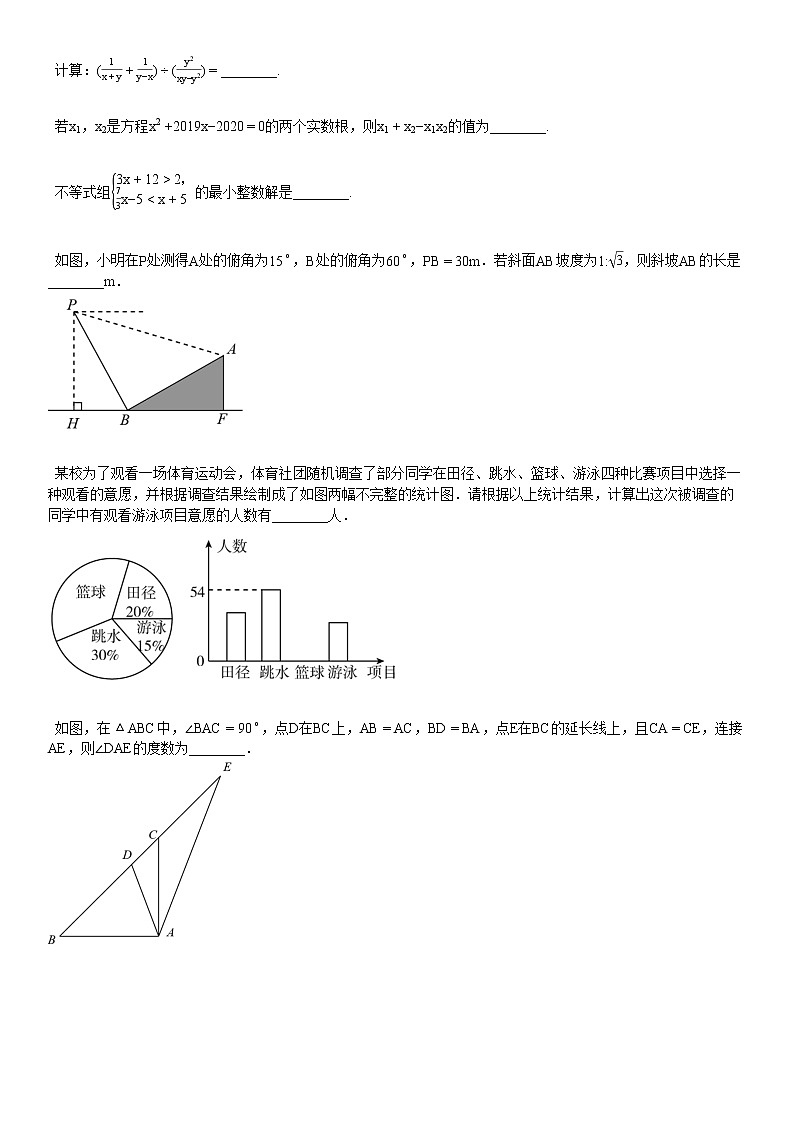 2020-2021学年湖北省麻城市某校初三(下)期中考试数学试卷03