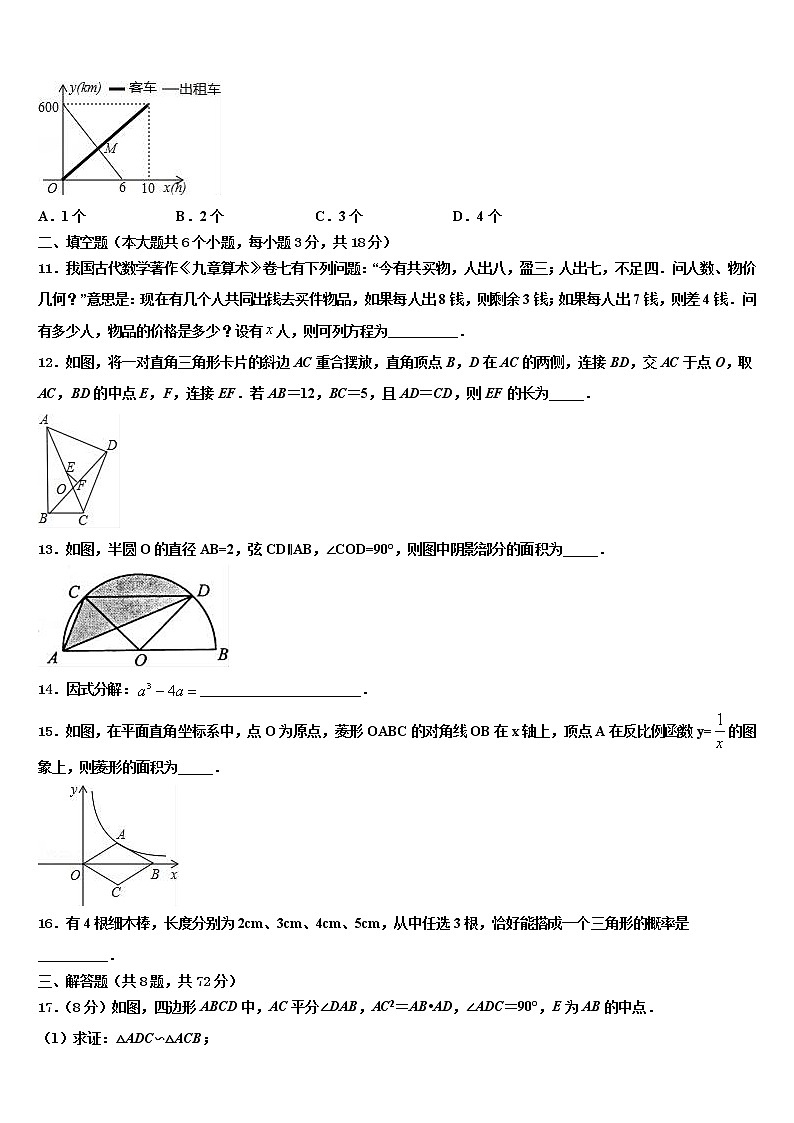 黑龙江省哈尔滨市顺迈重点达标名校2021-2022学年初中数学毕业考试模拟冲刺卷含解析第3页