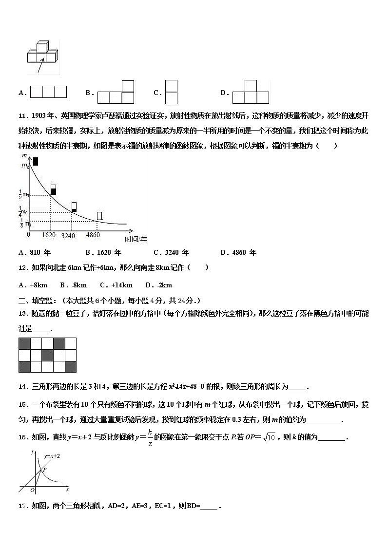 湖北省随州市随州市曾都区尚市镇中学心校2021-2022学年中考数学模拟预测题含解析03