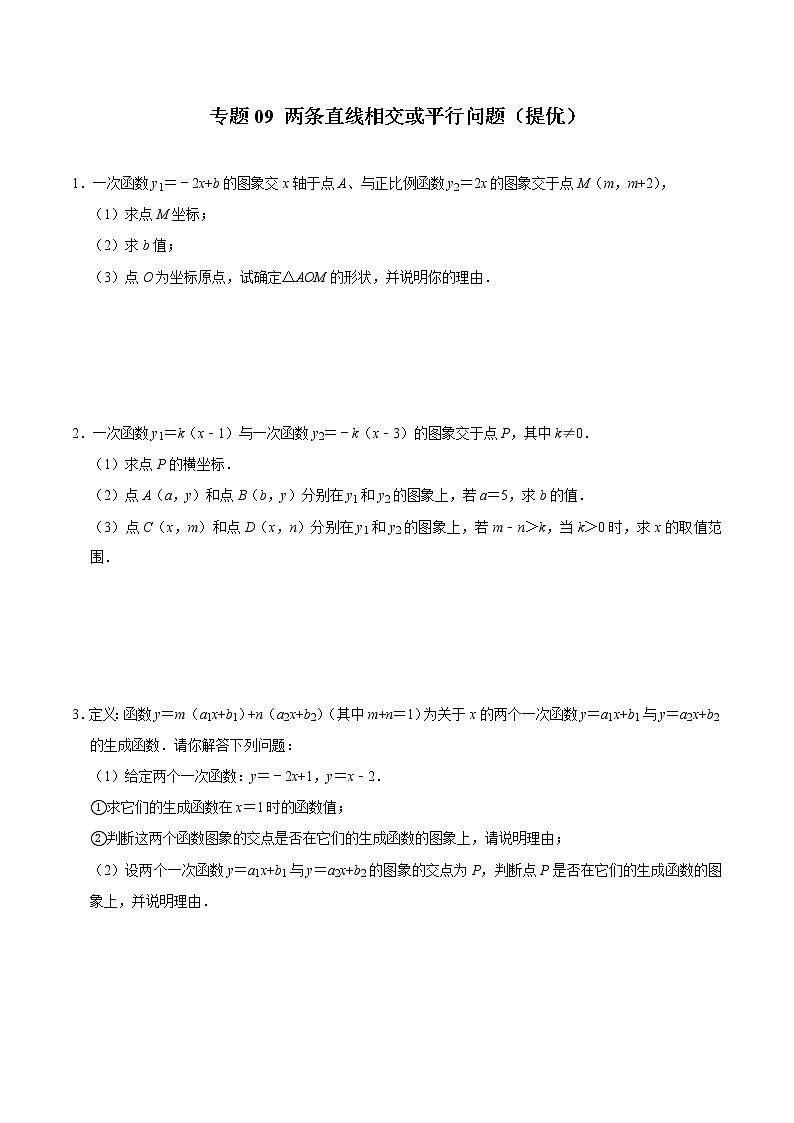 专题09 两条直线相交或平行问题(培优)(学生版)第1页