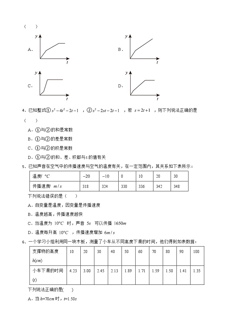 北师大数学七下复习阶梯训练:变量之间的关系(优生加练)含解析第2页