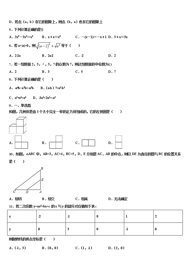 天津市部分区(五区县重点中学2022年中考数学模试卷含解析第2页