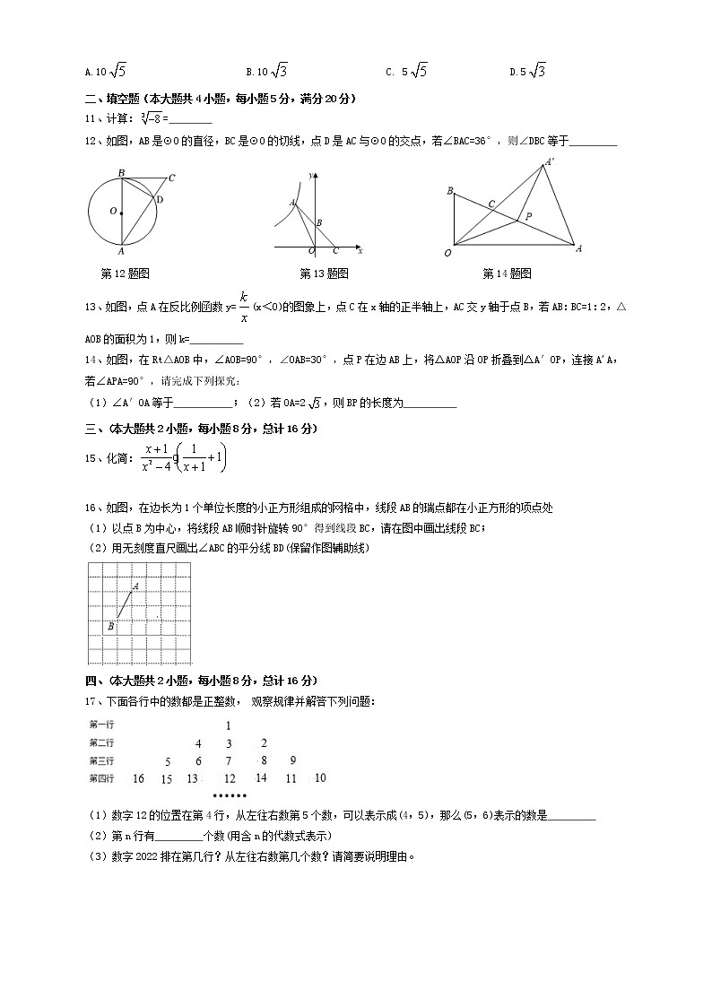 安徽省合肥市肥东县2021-2022学年中考二模数学试卷 (word版含答案)第2页