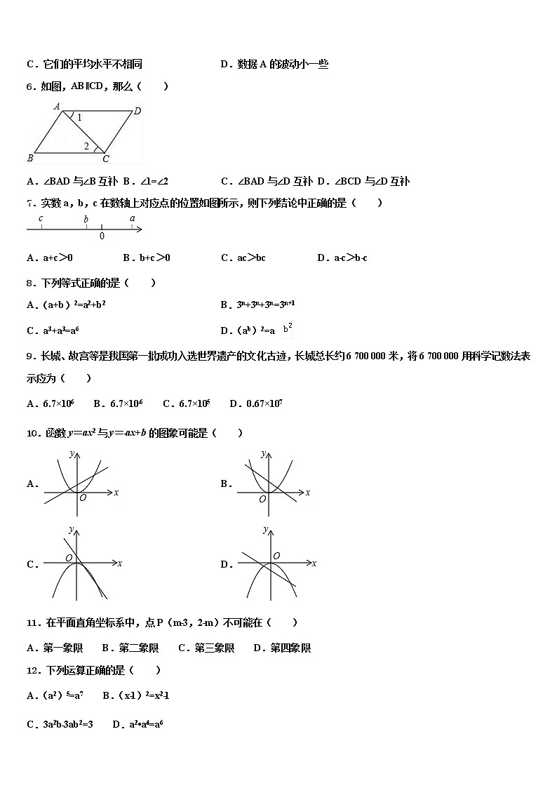 浙江省绍兴市嵊州市重点中学2022年中考一模数学试题含解析第2页