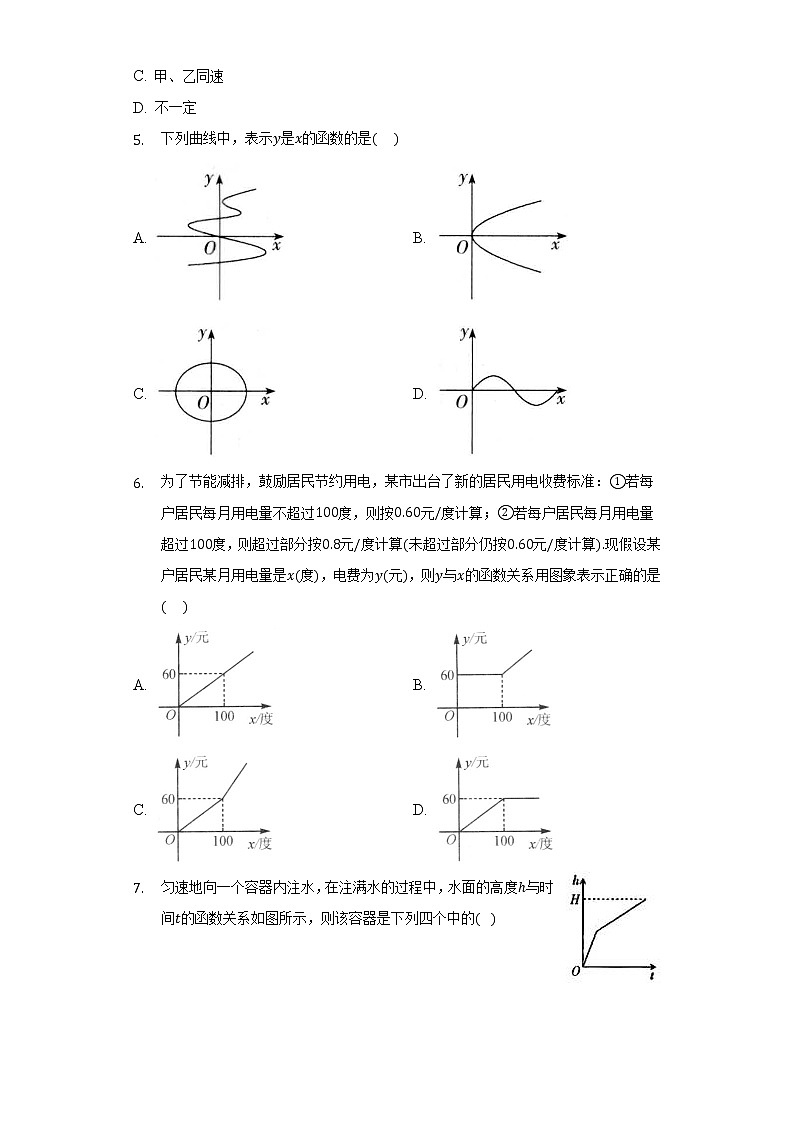 人教版初中数学八年级下册第十九章《一次函数》单元测试卷(较易)(含答案解析)02
