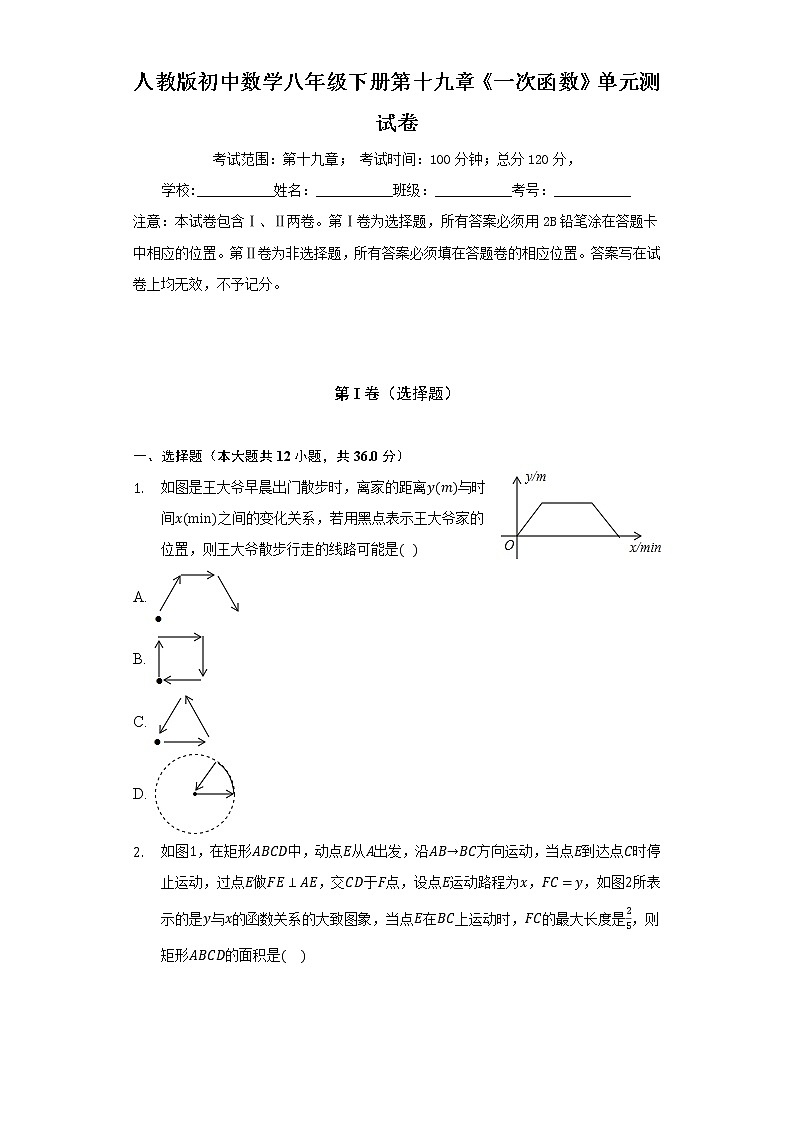 人教版初中数学八年级下册第十九章《一次函数》单元测试卷(困难)(含答案解析)第1页